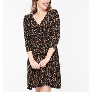 Ribbed Button cheetah print dress